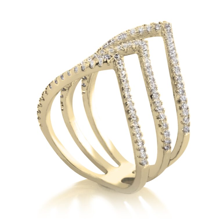 Cubic Zirconia Chevron Ring
