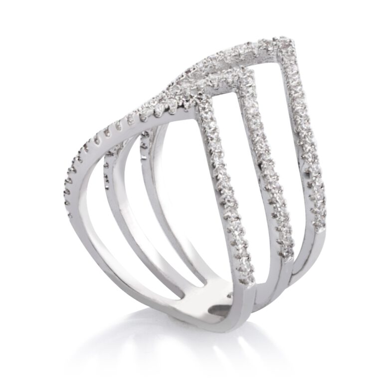 Cubic Zirconia Chevron Ring