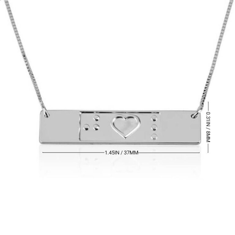Engraved Friendship Bar Braille Necklace
