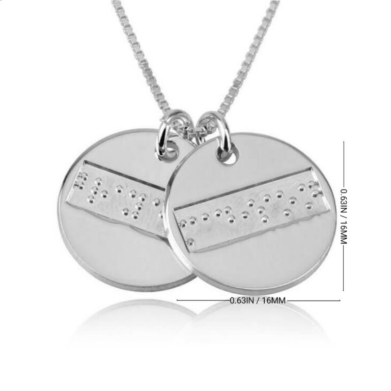 Two Discs Braille Letters Necklace