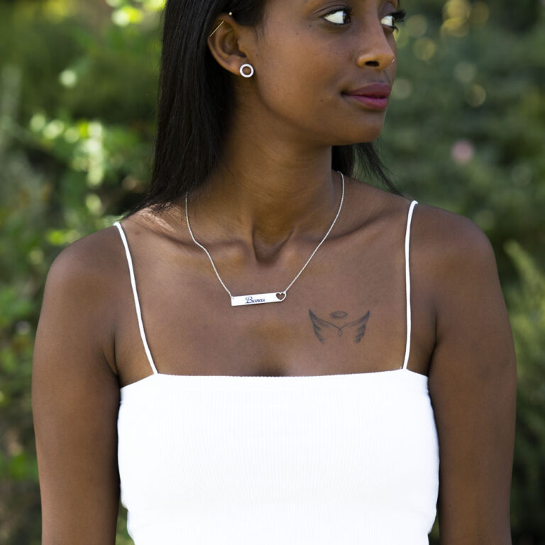 Cut Out Heart Bar Necklace