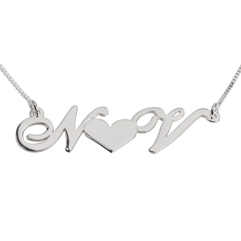 Heart initials necklace