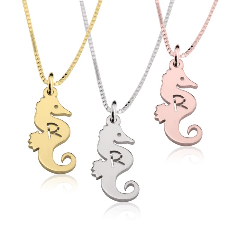 שרשרת סוסון ים עם אות אישית לילדים בהתאמה אישית