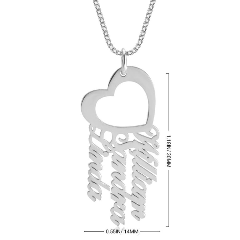 Mother's Heart Necklace With Kids Names