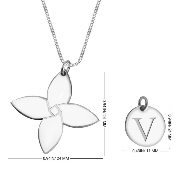 Personalized Initial Flower Necklace