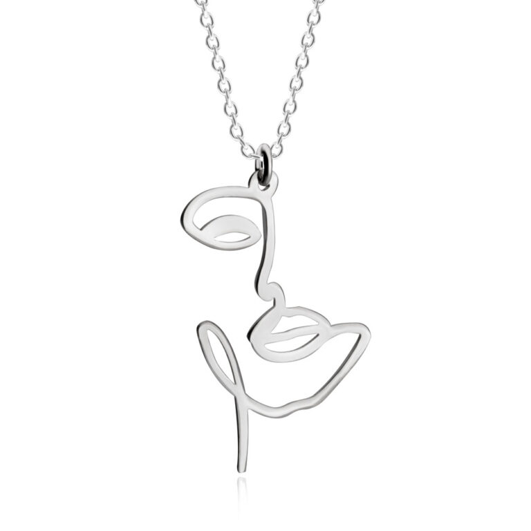 Line Art Woman's Face Necklace