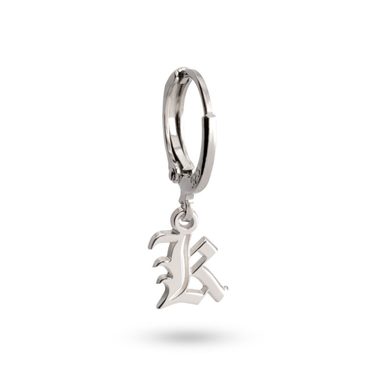 Single Initial Gothic Earring