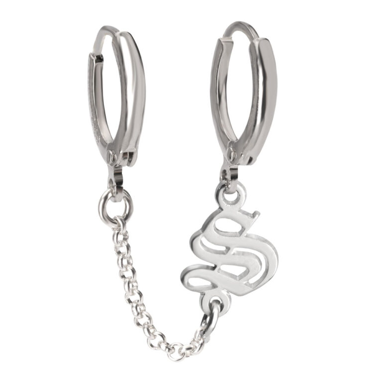 Initial Double Piercing Earrings
