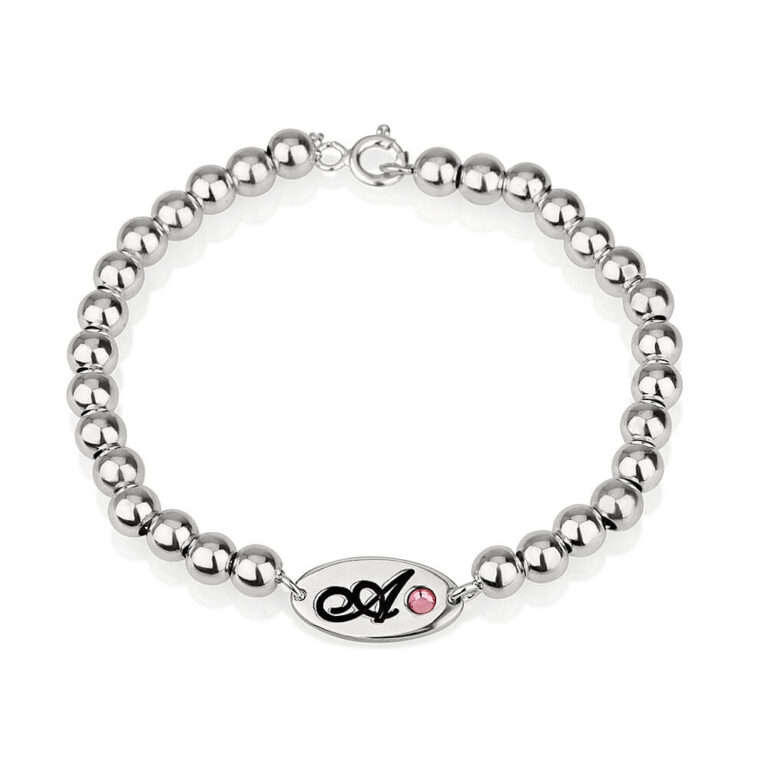 Birthstone Initial Bead Bracelet
