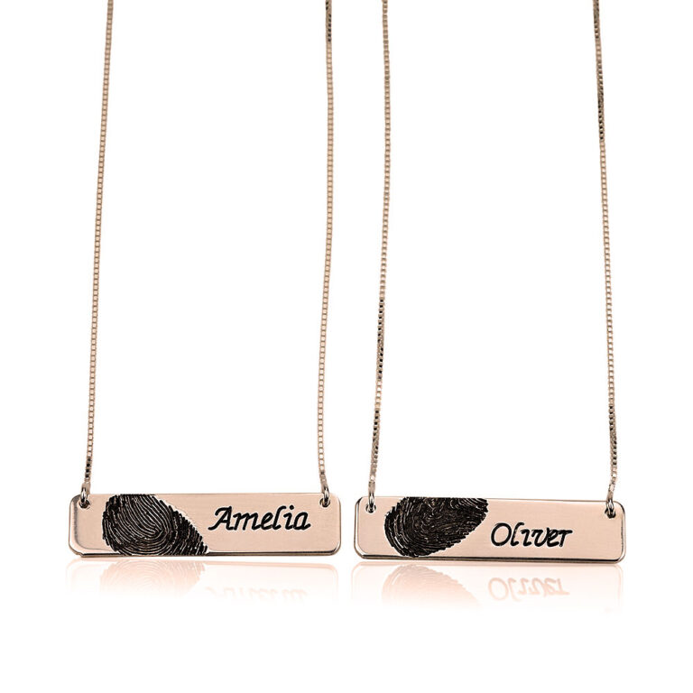 Fingerprint Couple Bar Necklaces