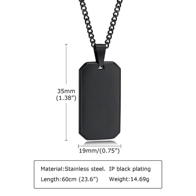 Engraved Black Onyx Necklace for Men