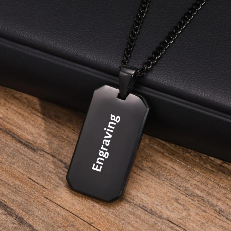 Engraved Black Onyx Necklace for Men