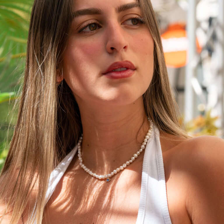 Evil Eye Pearl Necklace