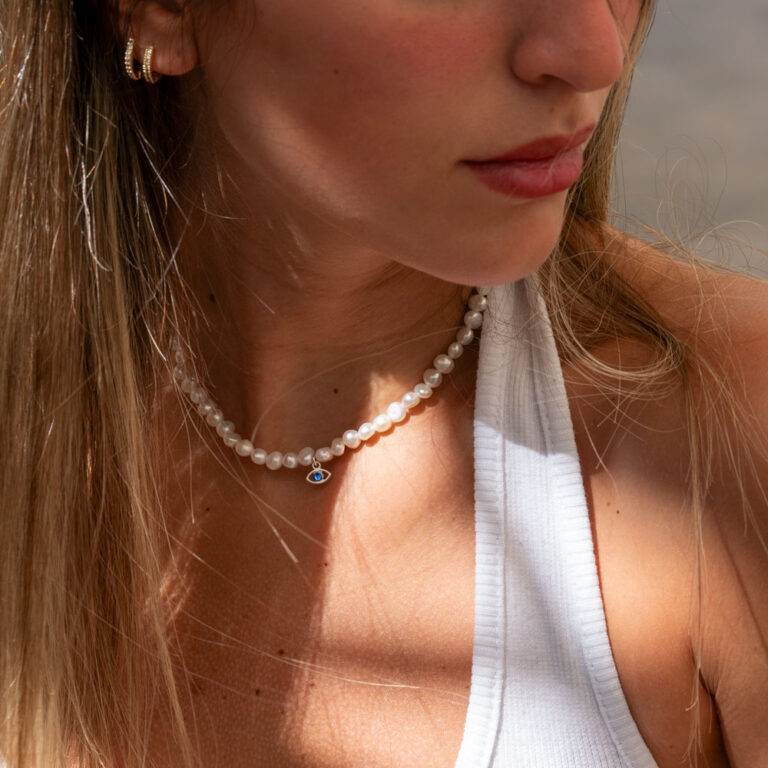 Evil Eye Pearl Necklace 