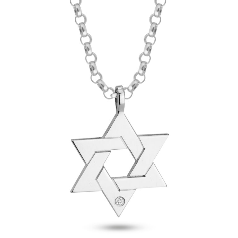 שרשרת מגן דוד עם יהלום בעיצוב עדין