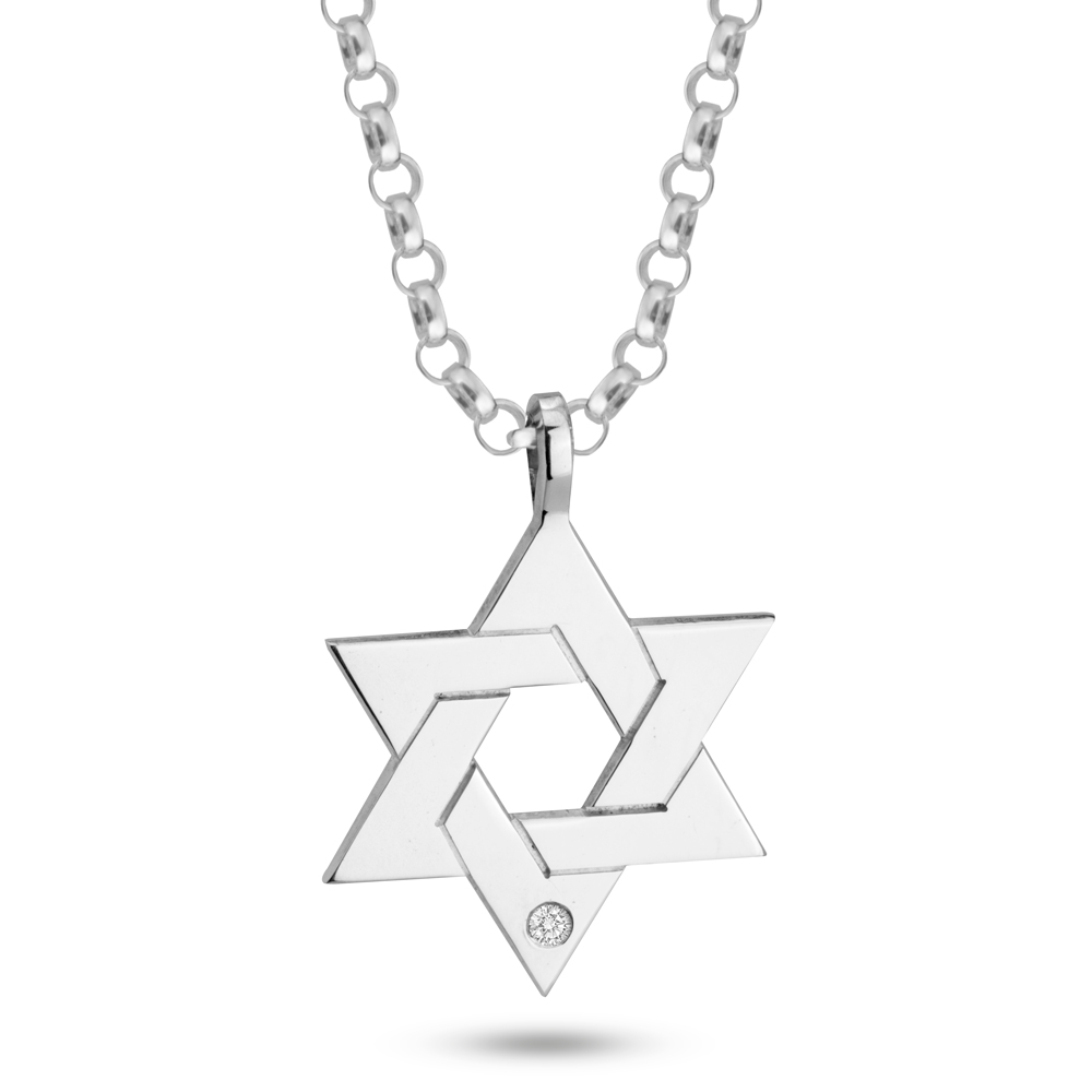 שרשרת מגן דוד עם יהלום שרשרת מגן דוד עם יהלום