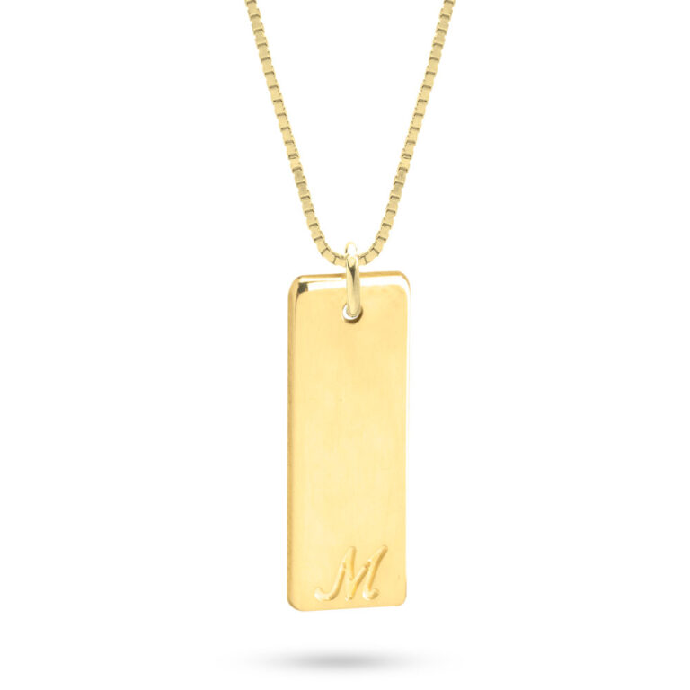 Gold Initial Bar Necklace
