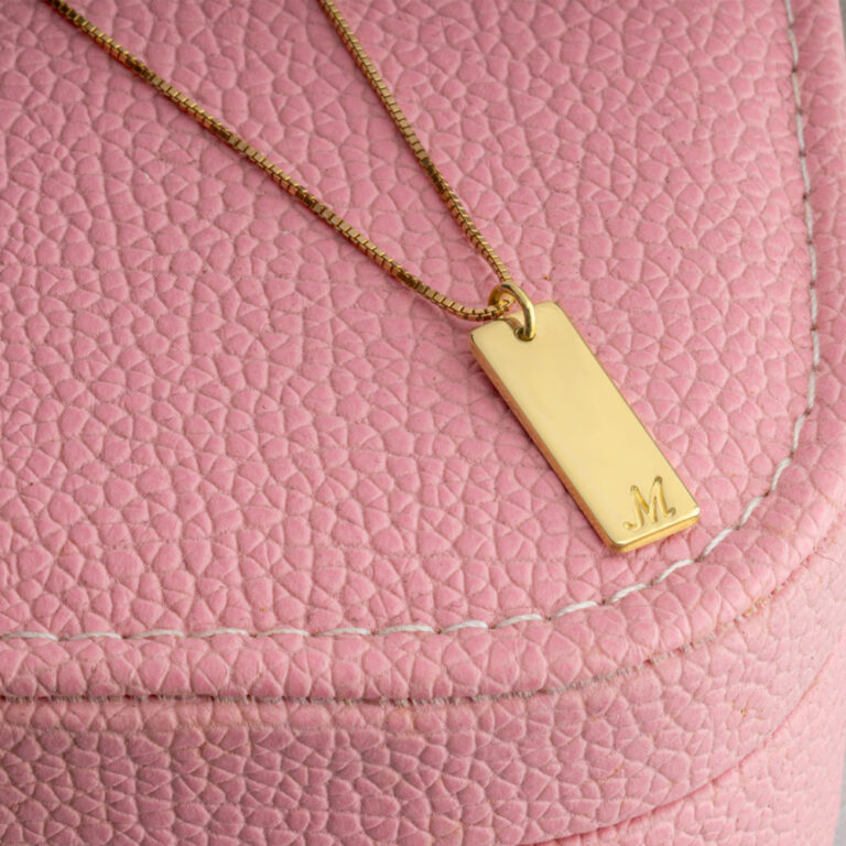 Gold Initial Bar Necklace