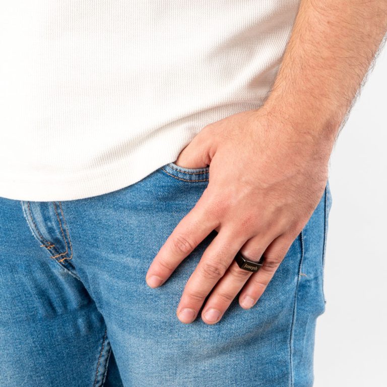 Black Custom Signet Ring For Men