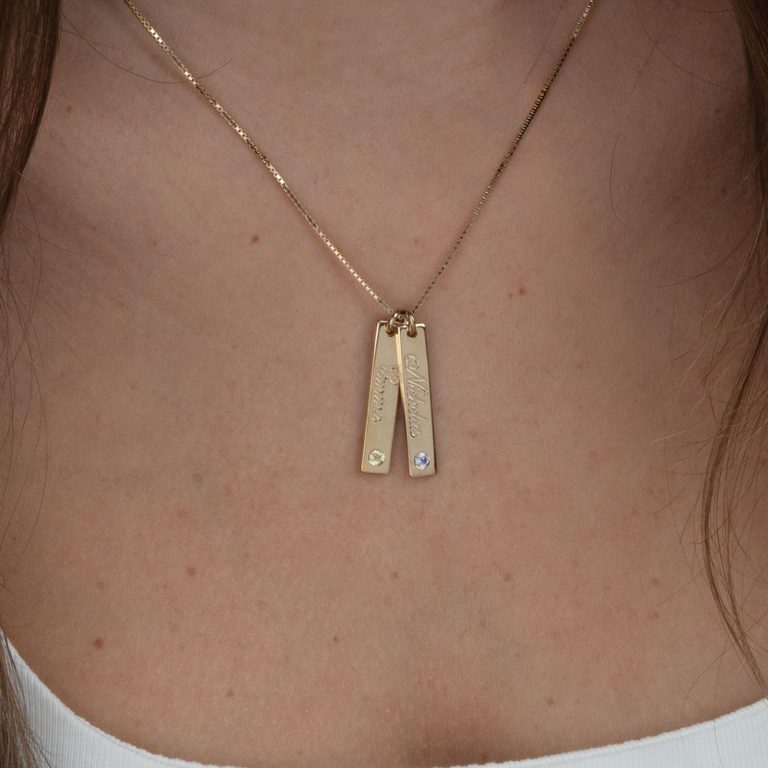 Multi-Bar Necklace with Personalized Names and Birthstones