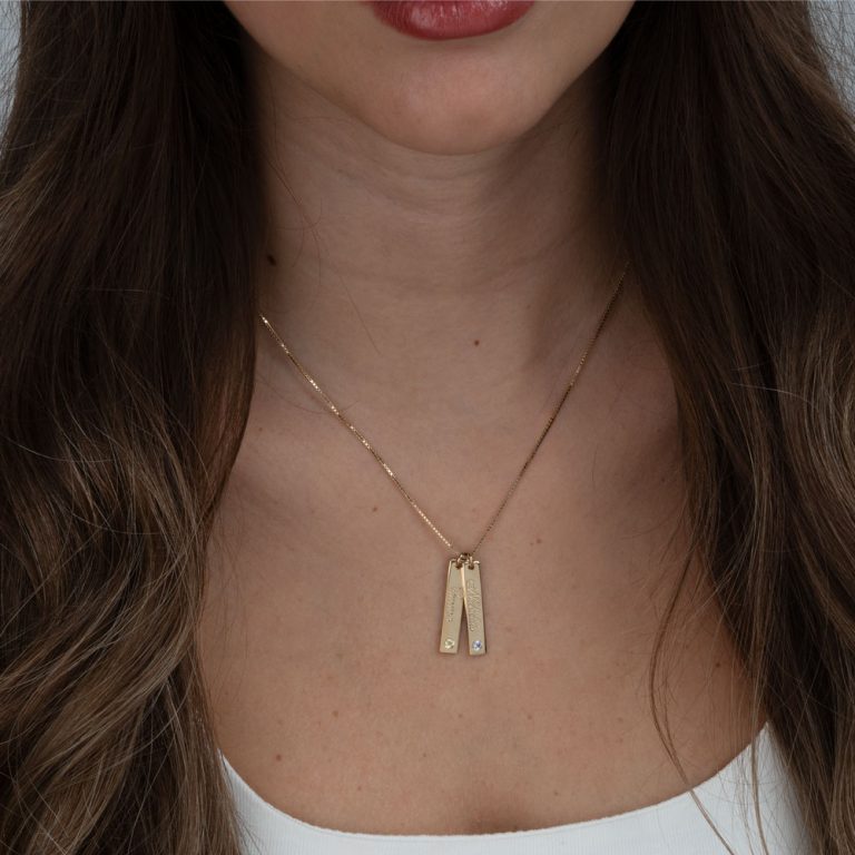 Multi-Bar Necklace with Personalized Names and Birthstones