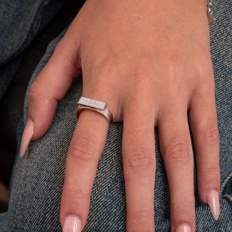 Engraved Bar Ring For Her