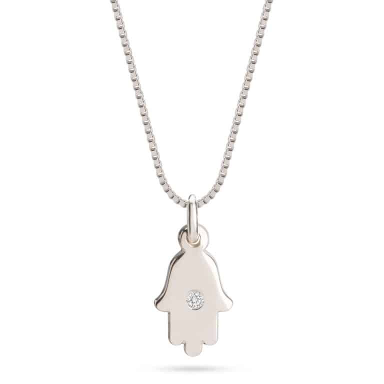 Dainty Diamond Hamsa Necklace