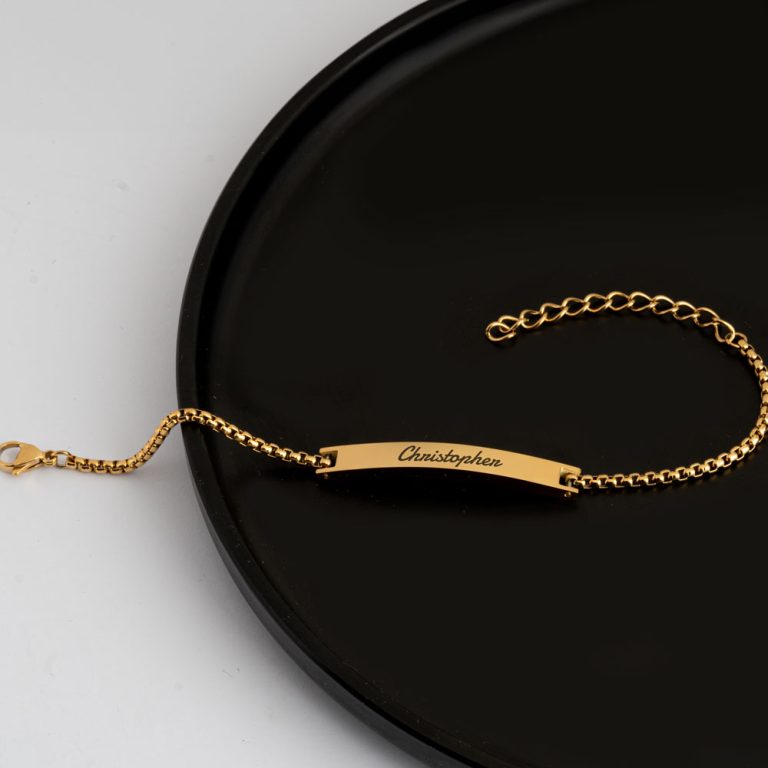 Custom Engraved Bar Bracelet for Him