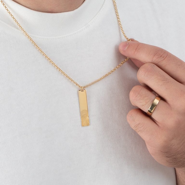 Men’s Custom Engraved Fingerprint Pendant