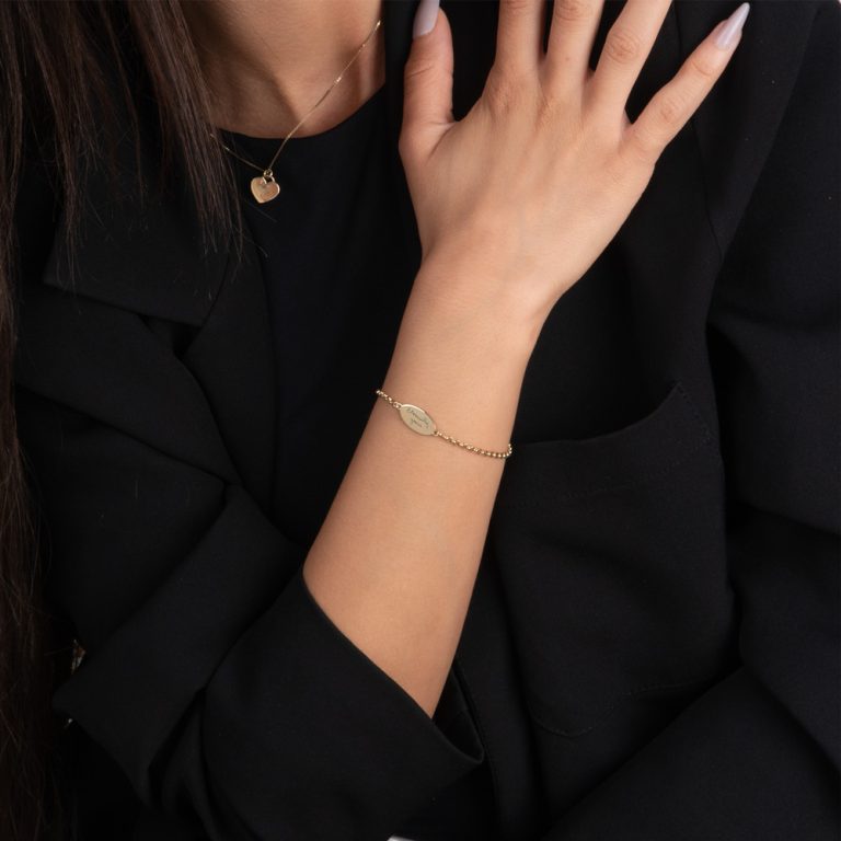 Custom Engraved Oval Bracelet with Handwriting