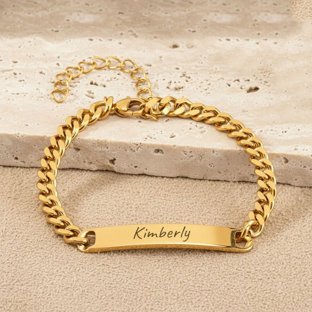 צמיד גורמט עדין לאישה עם פלטה לחריטה צמיד גורמט עדין לאישה עם פלטה לחריטה