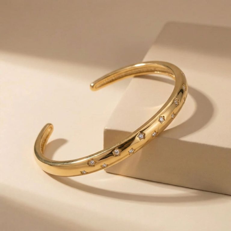 Celestial Star Cubic Zirconia Open Cuff Bracelet