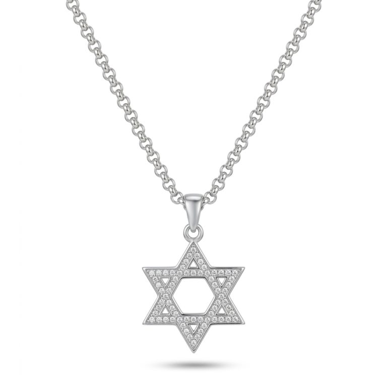 שרשרת מגן דוד לגבר משובצת זרקונים